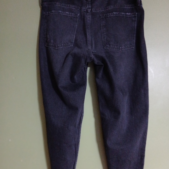 Old Navy High Rise Slouchy Straight Black Denim Jeans Size 14 Button Fly Grunge - Picture 8 of 13